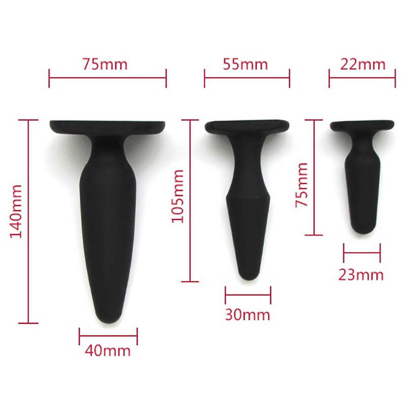 Black Silicon Butt Plug Kit Ukuran L/m/s